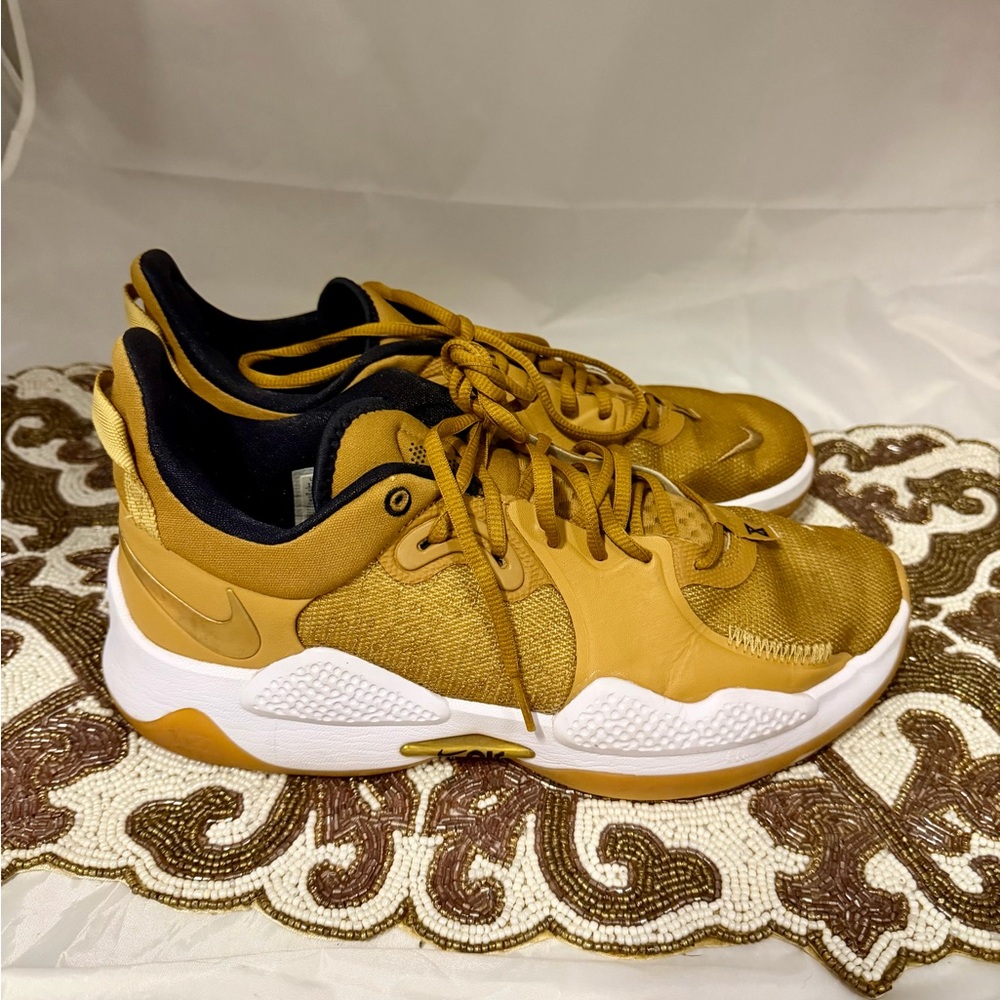 Nike Paul George Wheat Brown/Metallic Gold Sneakers Athletic Shoe CW3143-700